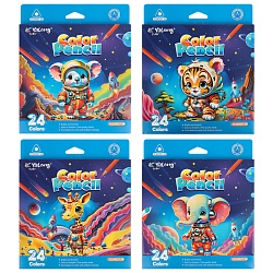 карандаши 24цв трёхгранный корпус "космические животные"