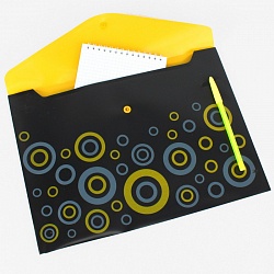 папка-конверт на кнопке а4 blackc с дополнительным карманом