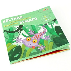 бумага цветная бархатная самоклеящаяся 20х20см 5л. 5цв. "веселая ящерка"