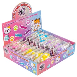 игрушка-антистресс двухцветная кошачья лапка с помпонами ассорти