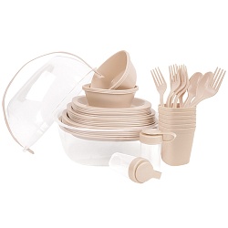 посуда для пикника в наборе бежевый (уценка)