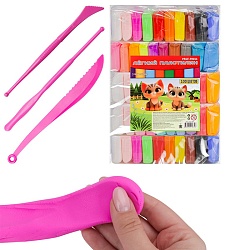 масса для лепки. лёгкий пластилин 100 цветов+3 стека