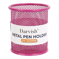 стакан металлический для канцелярских принадлежностей круглый  розовый