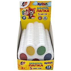 краски аквар.  5цв. "лапка" медовые без кисти луч