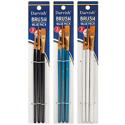 кисти набор  3шт/уп "darvish" синтетика (№10, 8, 2)