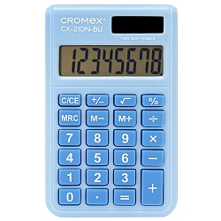 калькулятор карманный  8 pазр. cromex  (96х62 мм) двойное питание, голубой