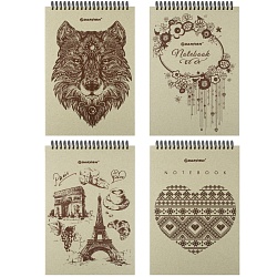 Блокнот А5  80л крафт обложка на гребне