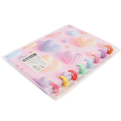 Блокнот 15,5*21см 80л на пластиковых кольцах в клетку "Сердца"