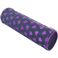 пенал мягкий тубус "darvish" джинс с рисунком "цветные сердечки"