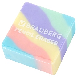 ластик pastel  34х34х14 мм, квадратный, ассорти, эко пвх brauberg