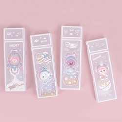 пенал пластиковый прозрачный с рисунком  2 отделения 