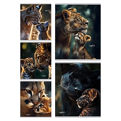 тетрадь  48л кл. "мамы и детёныши-1" обложка твин-лак холодная фольга