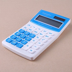 калькулятор настольный 12 разр.  "darvish" 80*134*21мм  бело/голубой