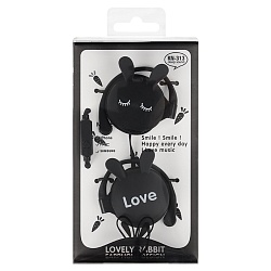 наушники "зайки" накладные проводные с микрофоном черные