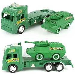 автовоз военный с техникой (с танком). игрушка (уценка)