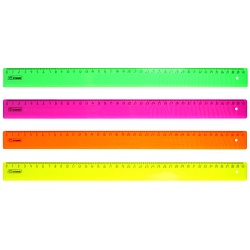 линейка  40см пластиковая neon ассорти стамм