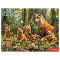 Пазлы  500 элементов Семья лис в лесу