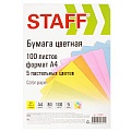 Бумага А4  100л Staff пастель 5цветов  80г/м2