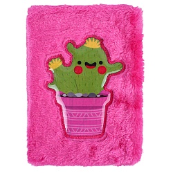 Блокнот 14*19,5см 80л "меховой" с рисунком "кактус"