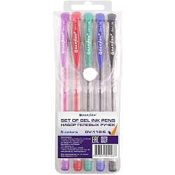 набор ручек гел.  5цв. "darvish" корпус прозрачный  упаковка на кнопке