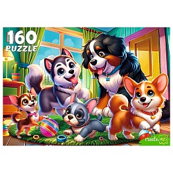 пазлы  160 элементов милые щенки в комнате