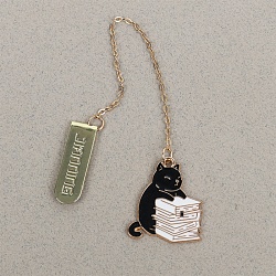 закладка металлическая "кот с книгами"