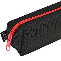 пенал-тубус на молнии чёрный с коралловым