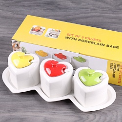 банки для сыпучих продуктов "сердце" в наборе (3банки с крышками,3ложки,подставка) (уценка)