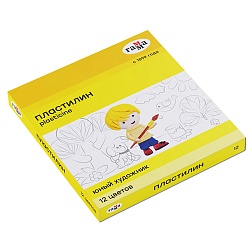 пластилин 12 цв. "юный художник" 168гр со стеком гамма
