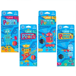 карандаши 12цв трёхгранный корпус "роботы"