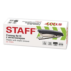 степлер  №10 "staff" до 10 л с антистеплером чёрный