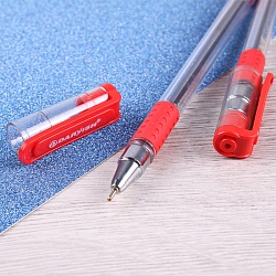 ручка шар. красная на масляной основе "darvish" корпус прозрачный