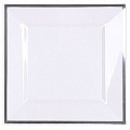 Тарелки пластиковые 24 см в наборе 12шт. квадратные белые с серебристой полосой по кайме