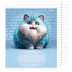тетрадь  24л линейка  цв. обл "осторожно,кот!" 