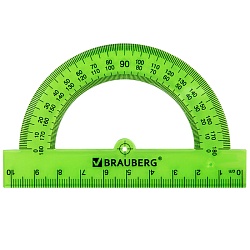 транспортир 10см 180°  прозрачный неоновый ассорти