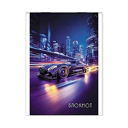 Блокнот А6  32л "Ночное авто" на скрепке