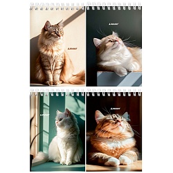 Блокнот А6  40л "Солнечные котики" ассорти,  на гребне