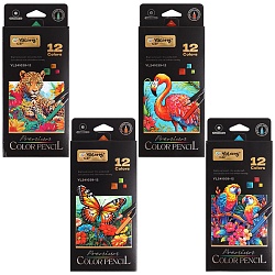 карандаши 12цв круглый корпус "дикий мир"