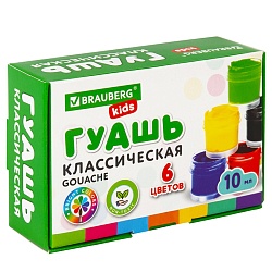 гуашь  6цв. "brauberg kids" по 10мл