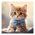 Холст с красками 30*30см по номерам "Малыши" Котенок с бантом