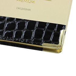 ежедневник недатированный  а6 152л iguana чёрный обложка искусств. кожа, золотой срез