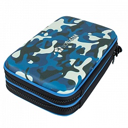 пенал 2 отделения "camouflage" 15*22*6.5см (синий) + подарок