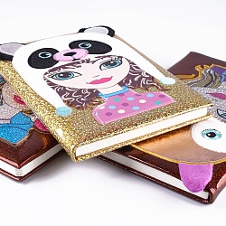 Блокнот 14*21см 80л "Darvish" блестки с аппликацией девушка (3 вида)