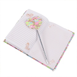 Блокнот A5  80л пайетки с ручкой в наборе