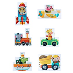 кубики пластиковые "зверотранспорт" 12шт