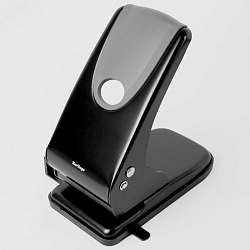 дырокол  65л "berlingo" "office soft"  металлический, черный, с линейкой