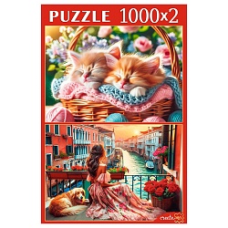 пазлы 2в1 1000+1000 элементов интересные пазлы