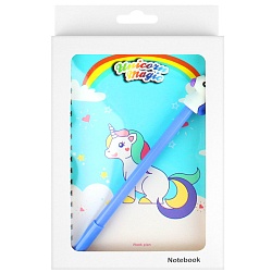 Блокнот подарочный  12*17см 38л  с ручкой "Единорог" ассорти (4 вида)