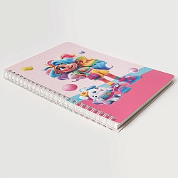 Блокнот 15,5*20,5см 60л на спирали в клетку "Девочка"