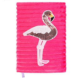 Блокнот 12*18,8см 60л "меховой" с рисунком из пайеток "фламинго"